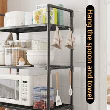 1 件套厨房储物架，多层台面收纳架，适用于微波炉、烤箱、电饭煲、水果蔬菜、小家电，带扶手和挂钩，2-5 层，黑色/白色可选