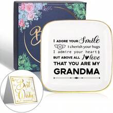 To My MIMI Saying Ceramic Ring Dish Decorative Jewelry Tray Grandma, Unique Grandma Birthday Meaningful Gifts Grandma From Grandchild - Best MIMI Ever