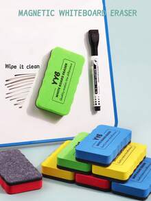 彩色磁性海绵白板擦（吸附收纳更方便）增强清洁效率：强磁辅助更清洁，擦拭无残留，办公用品，学校用品，教师用品，返校，教学策略 - 彩色 - 查看 8