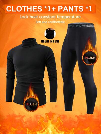 Traje deportivo con forro térmico para hombres, para esquiar en invierno, hacer ejercicio, trotar por la mañana, correr, baloncesto, de alta elasticidad y secado rápido