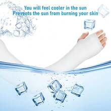 Aster Cooling Shawl Arm Sleeve With Finger Hole Sun Protection Cooler Shrug Arms Wrap 2-Piece{"Color_name":"White"} - 多色1 - 查看 4