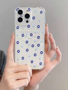 1pc Fashionable Full-Screen Blue Eye & Heart Pattern Transparent TPU Shockproof Phone Case Compatible With IPhone XS/XS Max/XR/11/12/13/14/14 Plus/15/15 Plus/16/16 Plus/7/8 Plus/17/17 Pro And Other Models - Multicolor - View 7