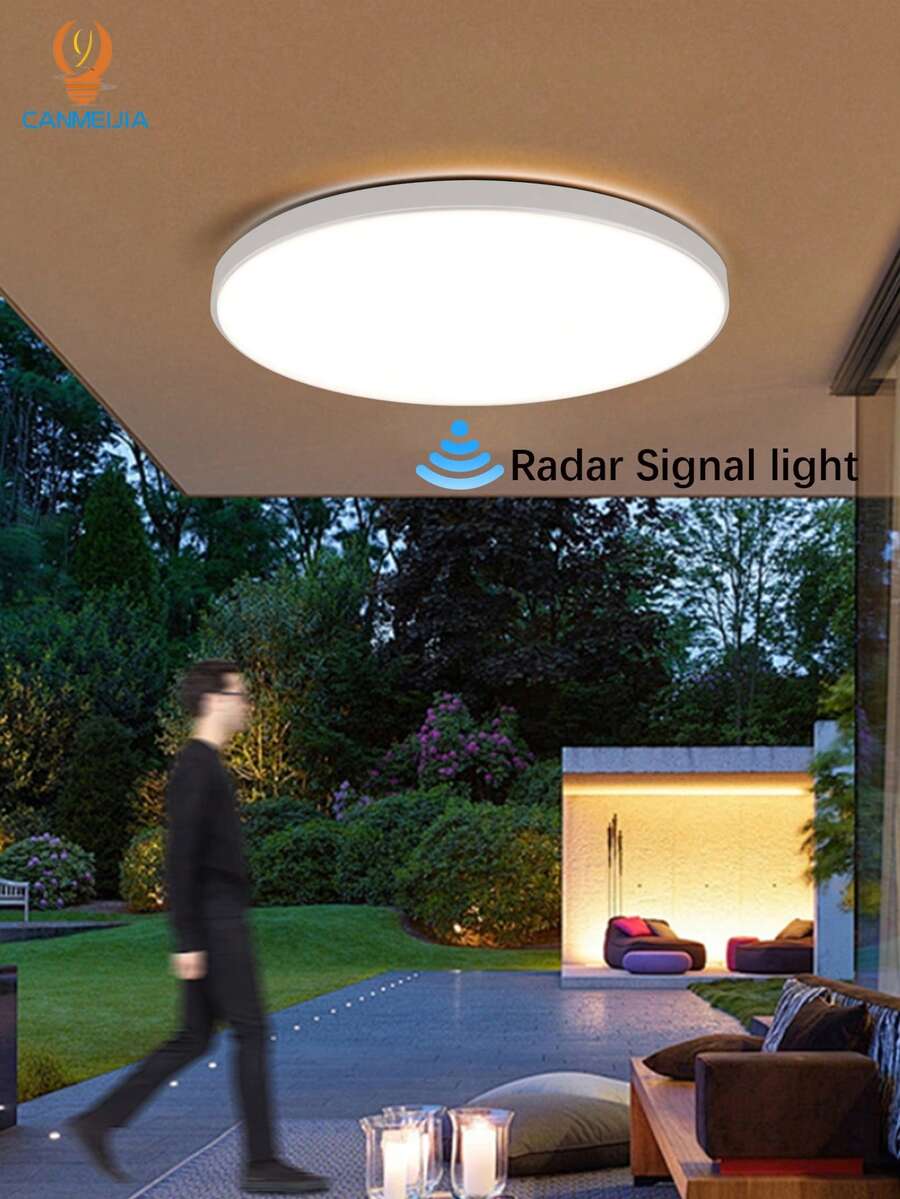 CANMEIJIA 20W/30W LED吸顶灯带运动传感器，防水雷达感应吸顶灯，适用于家庭照明，适用于阳台、室外走廊、浴室、卧室、楼梯、厨房、入口、门厅、庭院