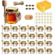 1.5oz  Mini Glass Hexagon Canning Jars With Gold Lid, Bee Charms Honeybee Pendant, Honey Dipper Sticks, Jute Tag String, Thank You Gift Tags, Baby Shower Party Wedding Favors - 無色 - 查看 1