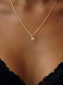 S925 Sterling Silver 26 Letters A-Z Necklace, Daily Wear Gift For Girlfriends, Women And Girls - Gold - View 5