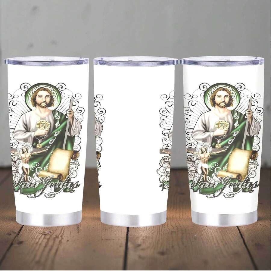 1pc 20 Oz Stainless Cup, Sublimation Mug, Leak Proof Lid Prevents Spills, Christmas Gift, A Thoughtful Gift For Coffee Lovers, Green Bay Packer, Saintly Sipster