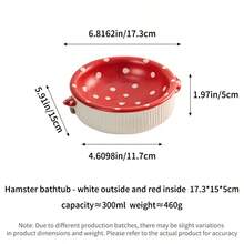 创意红蘑菇系列仓鼠窝陶瓷躲猫猫洗澡碗金仓鼠拉普兰豚鼠小宠浴沙碗用品 - 紅色 - 查看 9