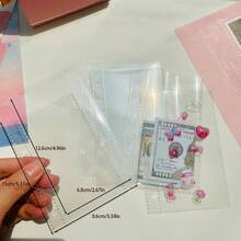 1pc A5/A6/A7/A8/M5 Transparent Pink Portable Loose Leaf Binder, Girly Pink Transparent Sticker Book Loose Leaf Binder, Seal Book, Sticker Backing, Stamp Album, Pocket Book, 3D Stickers, Sticker Book, Photo Storage Bag, Book Cover, Trading Card Box, Can Be Used As Photo Album, Budget Planner, Diary, Notebook, Office Supplies,Card Holder - Multicolor - View 12