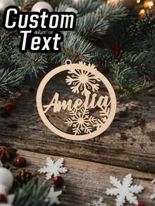 1pc Personalized Wooden Christmas Tree Ornament With Regular Hemp Rope, Customized Name Christmas Decoration, Laser Cut Name, Personalized Christmas Gift, Christmas Decor, Indoor Christmas Decoration