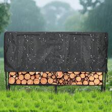 Leñero de metal para exterior, leñero para exterior, leñero para exterior con funda impermeable, leñero para interior y exterior, color negro - Negro con funda - Ver 7