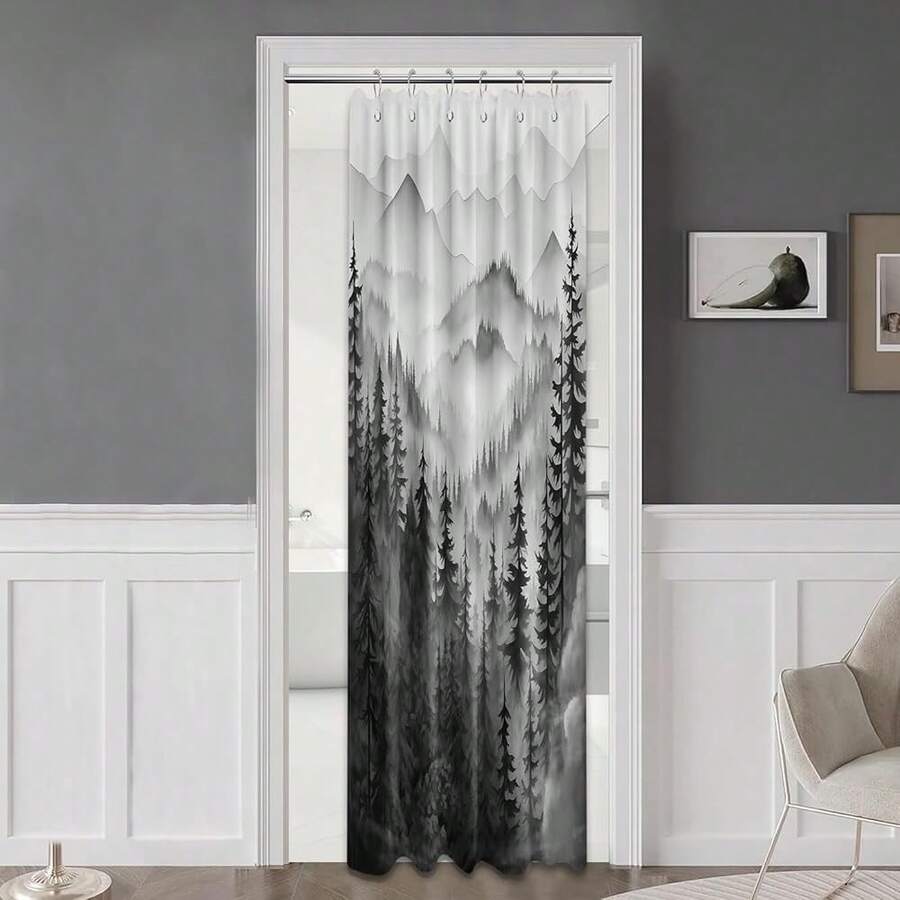 Black And White Forest Small Shower Curtain Stand Up Stall Shower Curtains Rv Narrow Nature Rustic Woodland Pine Tree Bathroom Decor, Waterproof Cloth Fabric With Hooks 36''W X 72''L{"Color_name":"BlackandWhite","Size_name":"36\"Wx72\"L(Packof1)"} - 多色9 - 查看 1