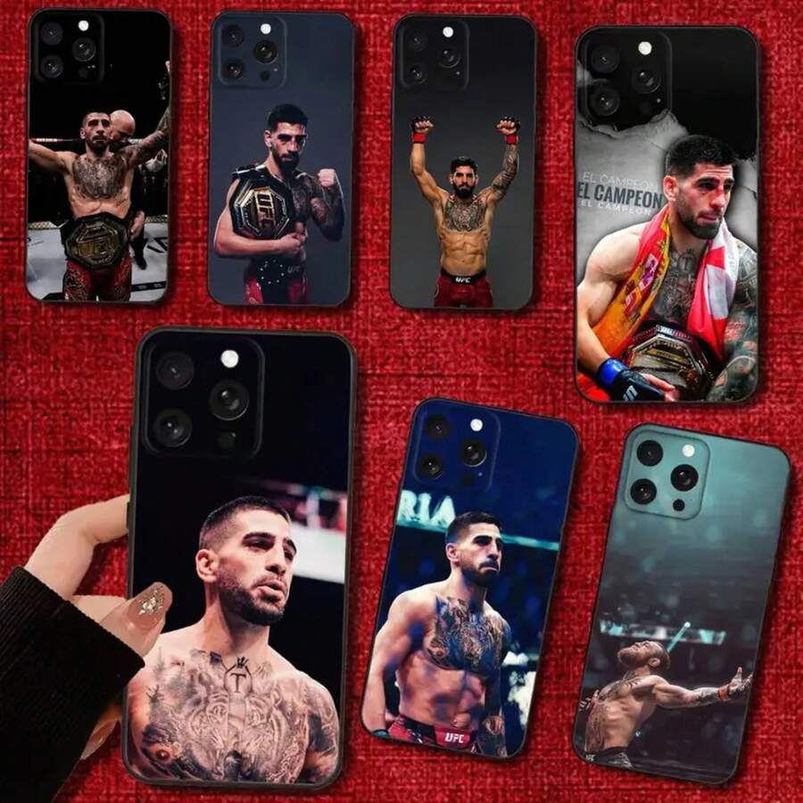 Custodia per telefono compatibile con Ilia Fighting T-Topuria, adatta per modelli ,16e, 16, 15, 14, 13, 12, 11, Pro, X, XS, Max, XR, Plus, Mini, in morbida cover nera, compatibile anche con i modelli 17, 17 Pro e 17 Pro Max - Z5 - Visualizzare 1