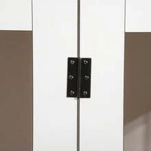 Hundekäfig für die Wohnung | Für kleine & mittelgroße Hunde | Mit verriegelbaren Türen & Spanplatten-Dach | 106x60x76 cm | Dunkelbraun/Weiß | von PawHut - Standard - Übersicht 7