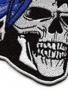 1PC Blue Bandana Skull Patch West Coast California Rapper Embroidered Iron On - Multicolor - View 5