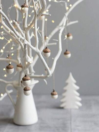 Conjunto de 6 enfeites de Natal em feltro em formato de bolota, guirlanda de bolas de feltro em formato de bolota, decoração de outono e Dia de Ação de Graças para pendurar na árvore, decoração de parede ou lareira estilo fazenda.