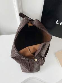 时尚大容量单肩托特包，专为女性设计 - 咖啡 - 查看 11