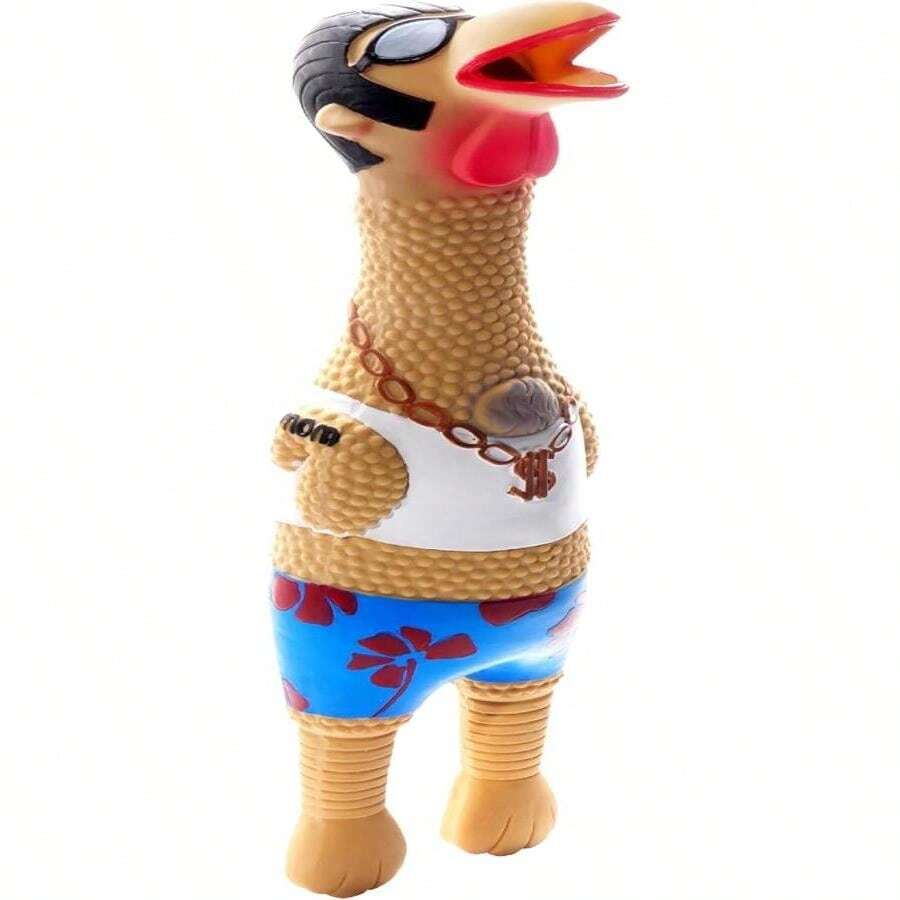 Outward Hound By Charming Pet Squawkers Earl Latex Squeaky Rubber Chicken Dog Toy, Funny Interactive Holiday Toy For Dogs, Large Size - MàuA - Xem 1