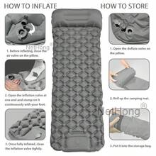 Built-In Pump Camping Air Mattress Thickened Pad Foldable Inflatable Sleeping Pad Portable Tear-Resistant - Grey - View 4