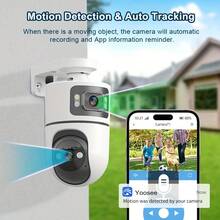 2-Pack/4-Pack Dual Lens Wireless Security Camera, PTZ Technology Monitoring, 2.4G WiFi, 5V Low Power Design, Auto Tracking, Full Color Night Vision, Two-Way Audio, AI Motion Detection, For Home And Street Security And Monitoring, Wireless Security Camera, Property Protection, Stylish Design, High-Quality Lens, Smart Monitoring, Property Monitoring, Hidden Monitoring, Night Vision Camera, Exquisite Packaging Suitable For Gifts - White - View 2