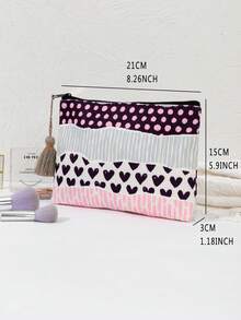 1个可折叠大容量化妆包，波西米亚风软包，心形图案，适合女性、妈妈、妻子、姐妹、女孩、朋友，旅行必备 - 彩色 - 查看 5