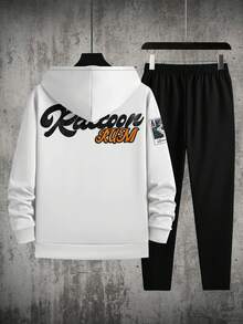 Men's Racing Print Hooded Sweatshirt And Pants Set