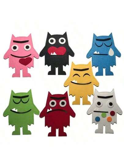 7 piezas Juguetes de peluche de monstruos de fieltro, accesorios de libro de texto en inglés, juguetes de reconocimiento de emociones y colores, set de manualidades para niños, monstruos de fieltro para Halloween, Navidad, días festivos, regalos de cumpleaños, rellenos de calcetines navideños, divertidos e interesantes, rellenos de calcetines navideños para niños, regalos para niños, rellenos, rellenos de calcetines navideños para niños, rellenos de calcetines navideños para niñas, juguetes para niños