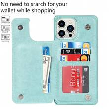 For IPhone 13 Pro Max Phone Case With Card Holder,[3 Card Slots] [With Lanyard] PU Leather Flip Shockproof Case Wallet For IPhone 13 Pro Max-Green{"Color_name":"B-Breen"} - 多色1 - 查看 4
