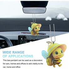 Cute Cat Car Hanging Ornament, 2D Flat Acrylic Car Rearview Mirror Charm, Christmas Tree Decoration Present, Auto Interior Pendant Accessories For Window, Wall (Cat) - 蜜蜂 - 查看 3