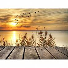 Modern Style Frameless Canvas Painting, Sunset Bird Flock Landscape, Waterproof And Odorless, Suitable As Birthday Gift, Decoration For Bedroom, Office, Living Room, Home And Dorm