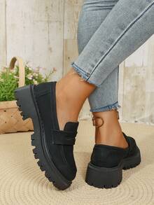 Giày lười đế xuồng họa tiết da báo phong cách Anh cổ điển dành cho nữ, giày lười thường ngày cho hoạt động ngoài trời, trường học, học sinh - màu đen - Xem 9