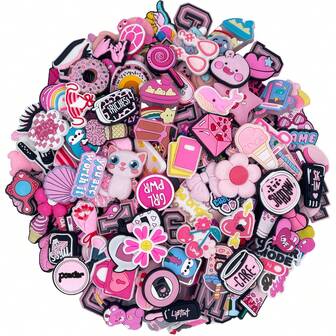 随机 10-100 件粉色系列凉鞋鞋饰，鞋子 DIY 装饰优质流行饰品配饰，适合青少年、男士、女士和成人