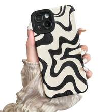 Designed For  14 Phone Case, Soft PU Leather TPU And Cute Art Wavy Painted For Women Girls, Slim Protective Shockproof Compatible With  Case (Beige,  14){"Color_name":"Beige","Size_name":"14"} - 多色29 - 查看 1