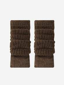 柔软针织保暖袖套，带拇指孔，蓬松保暖，适合寒冷天气，弹性好，Y2K日式长款露指手套 - 彩色 - 查看 10