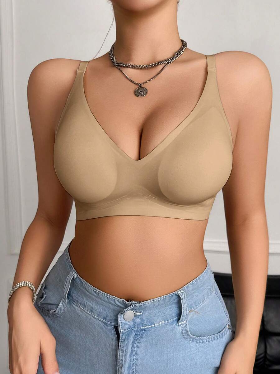 Nude Seamless Women's Bra, Wireless Soft Jelly Gel, Fashionable Ladies Bra, Suitable For Daily Wear All Year Round - Multicolor - View 1