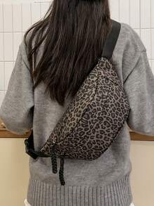 女士时尚豹纹胸包，多口袋设计，方便有序存放，可调节肩带，适合休闲、工作、通勤、旅行 - 彩色 - 查看 2