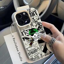 Phone Case: Anime O-Ones P-Pies Green Pirate Skull Logo Phone Case, Suitable For  17 16E 16 15 14 13 12 11 Pro Max Air X XR XSMAX 8 7 Plus Shockproof Soft Back Case Couple Gift, Zoro Phone Case, Phone Protective Cover, Phone Case, Portable Protective Cover Funda Para  17 Pro Forros Para  Cheap  17 Case - Màu sắc hỗn hợp - Xem 3
