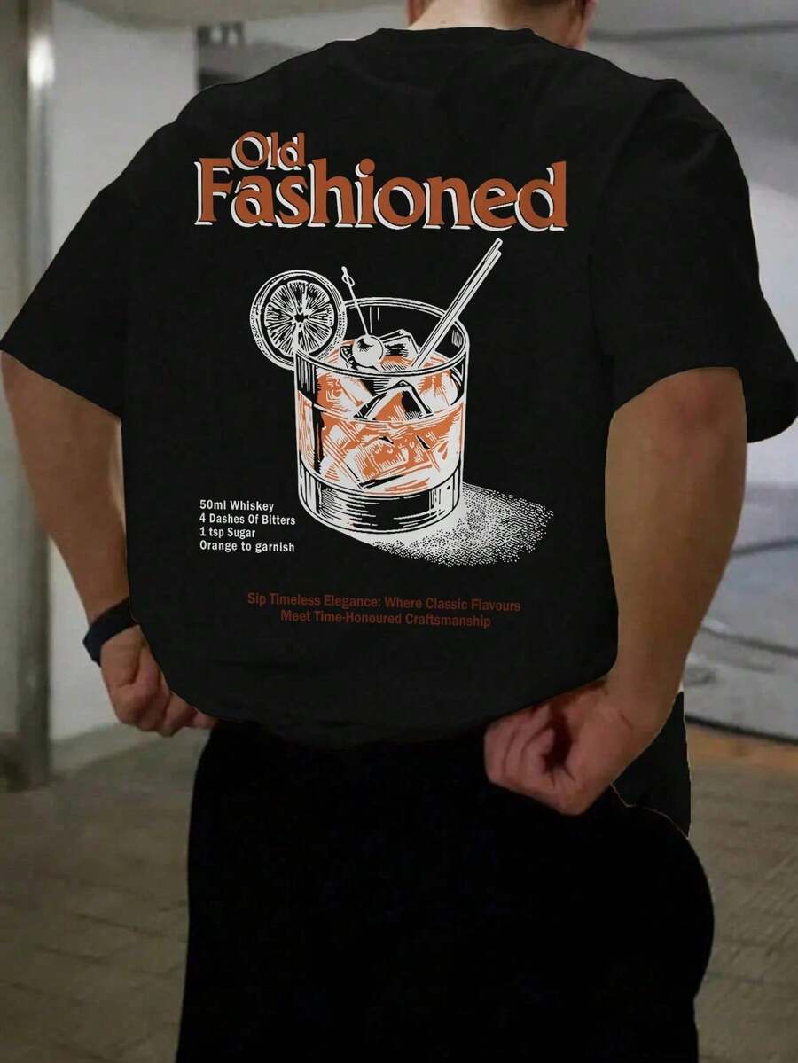 Camiseta casual de manga corta y cuello redondo de unicolor para hombres, para uso diario - Negro - Ver 1