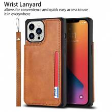 For IPhone 13 Pro Max Case With Card Holder,For IPhone 13 Pro Max Wallet Case For Women Men,Stand And Strap,Leather Shockproof Phone Case-Light Brown{"Color_name":"A-Lightbrown"} - 多色18 - 查看 6