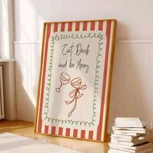 1pc Scandinavian Christmas Quotes Wall Paintings, Printable Decorative Paintings On The Theme Of Eating, Drinking And Having Fun, Illustrations Of Holiday Wine Glasses, Nordic Winter Festival Art Works Such As Canvas Wall Art, Funky Girl Art, Inspirational Quote Art, Home Decor And Canvas Hanging. - Multicolor - View 5