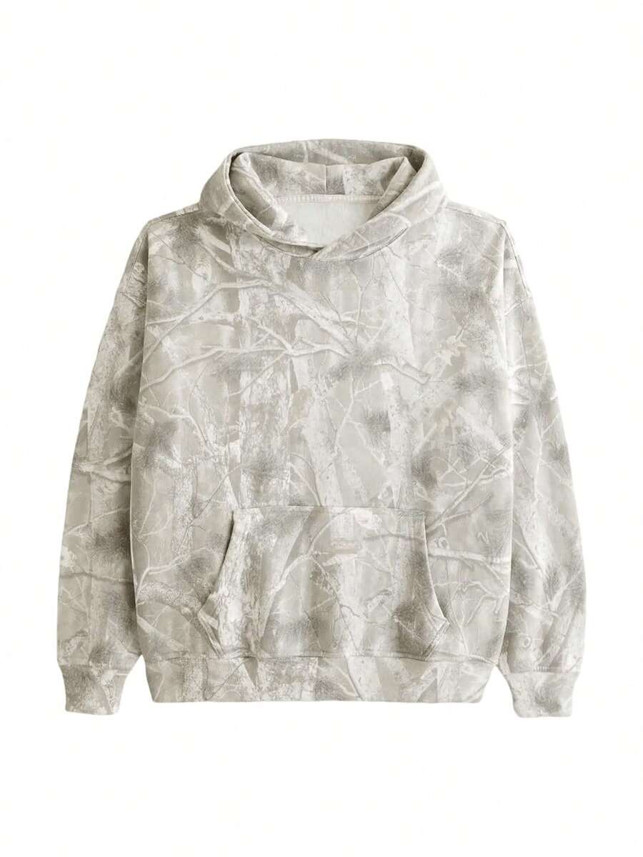 Maple Leaf Print Hoodie For Men And Women Camo Hoodie Oversized Sweatshirt With Pockets Sets Fall Outfits - White - View 1