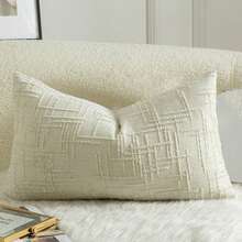 1 pieza Funda de almohada de chenilla neutra, funda de cojín decorativa de textura suave, adecuada para sofá, cama, decoración del hogar, 45 x 45 cm - Blanco - Ver 14