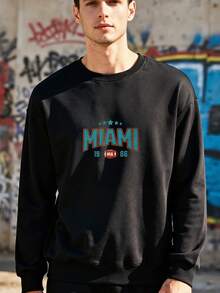 Vintage Dolphins Sweatlong-Sleeve Sweatshirt, Miami Football Game Day Sweater, Dolphins Fan Gift, Varsity Dolphins Tailgate Sweatlong-Sleeve Sweatshirt, Miami Fandom Sweater - 黑色 - 查看 4
