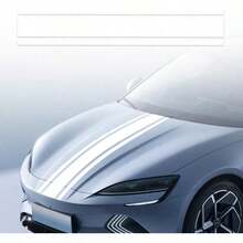 49"X 8.7" Car Hood Stripe Sticker Decal Vinyl Auto Racing Body Side Stripe Decal Fenders Roofs Tailgates Modified Exterior Decoration Universal For Car SUV Truck White - trắng - Xem 2