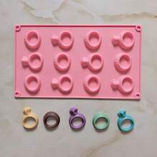 1 buc. Mucegai de ciocolată din silicon cu 12 cavități, în formă de inel creativ, pentru copt DIY, fursecuri, budincă de bomboane, tavă pentru cuburi de gheață