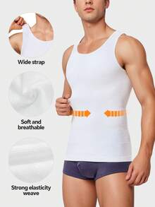 男士压缩衬衫瘦身塑身背心健身房锻炼背心无袖腹部塑身衣男性乳房发育压缩衬衫、收腹内衣 - 秒变