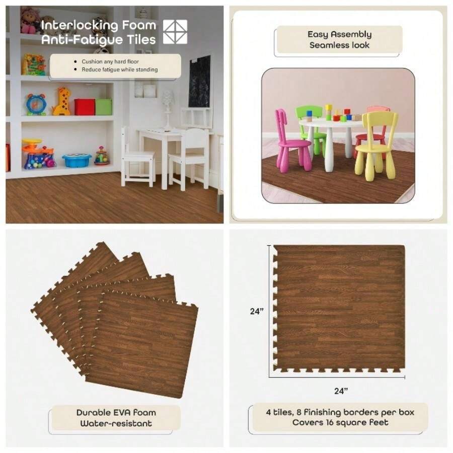 Home Furnishings Baldosas entrelazadas, 24x 24 Pulgadas, Pino, FMTL102 - 06 - Nuez - Ver 1