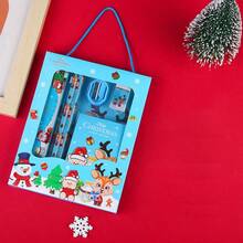 6pcs/Set Christmas Themed Pencil Stationery Gift Box, Classroom Prizes, Valuable School Supplies Set, Student Activity Holiday Gifts