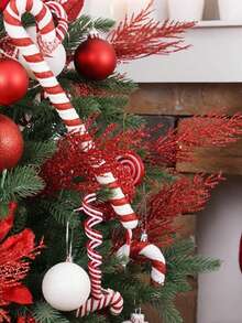 50 PCS Of 34cm/13.5inch Artificial Simulation Red Plants - Pine And Cypress Leaves, Pine Needles, Christmas Wreaths, Flower Arrangement Accessories, Artificial Tree Branches - Suitable For Outdoor, Indoor, Living Room Decoration - Festive Christmas Decorations - Plastic Material - Winter Season - Exhibition Use