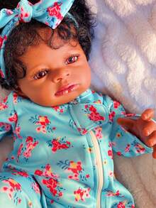20-Inch Realistic Black Reborn Doll, 50cm Soft Unisex African American Cloth Body Doll, Lifelike Cute Newborn BeBe Handmade Art Doll Toy, Gift For Children 3+ Years Old - 彩色 - 查看 5