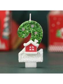 1 pieza Vela de cumpleaños con número azul de 0 a 9 con diseño de copo de nieve, ideal para fiestas de cumpleaños, decoraciones navideñas y regalos de Navidad